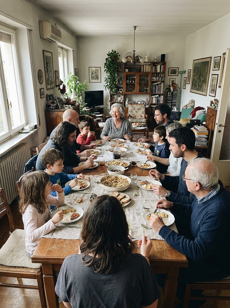 La mesa grande, como en casa de la nonna